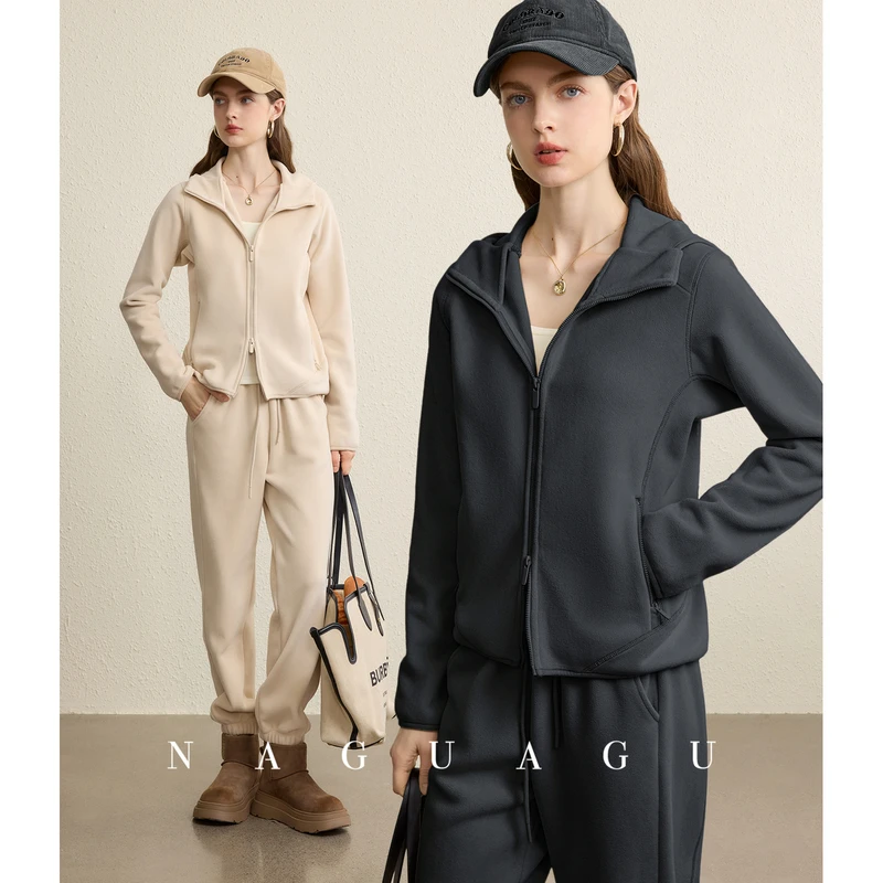 【出街私服暖绒系列】500G高纤维摇粒绒 休闲风卫衣外套/束脚卫裤