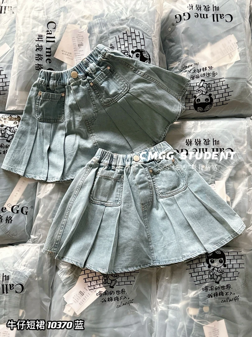 女童夏季牛仔裙夏天薄牛仔有安全裤10370 百搭时尚夏季牛仔短裙潮