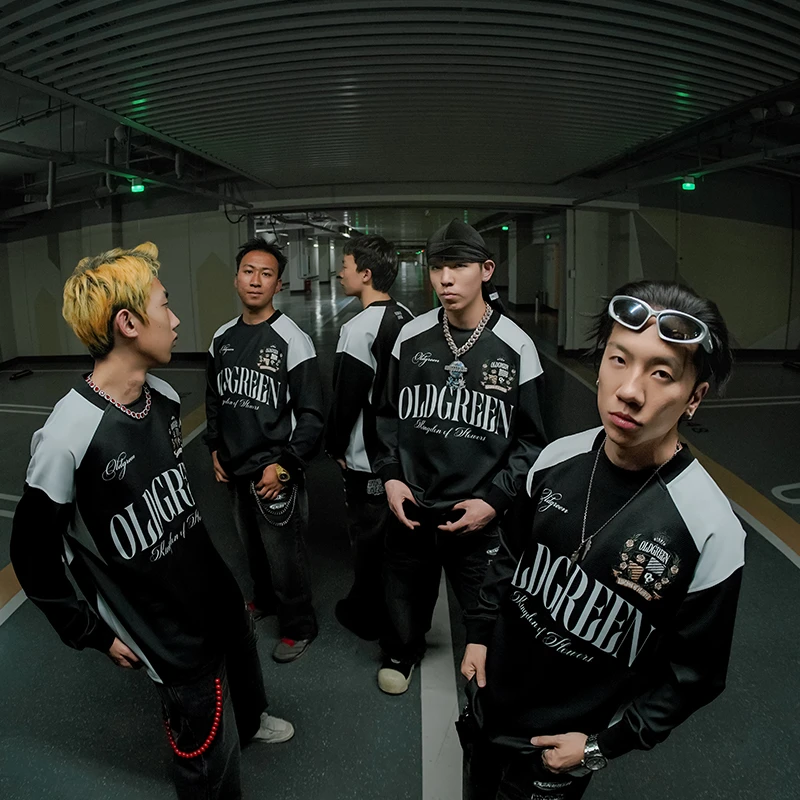 OLDGREEN 鲜花王国运动户外休闲印花圆领球衣长袖