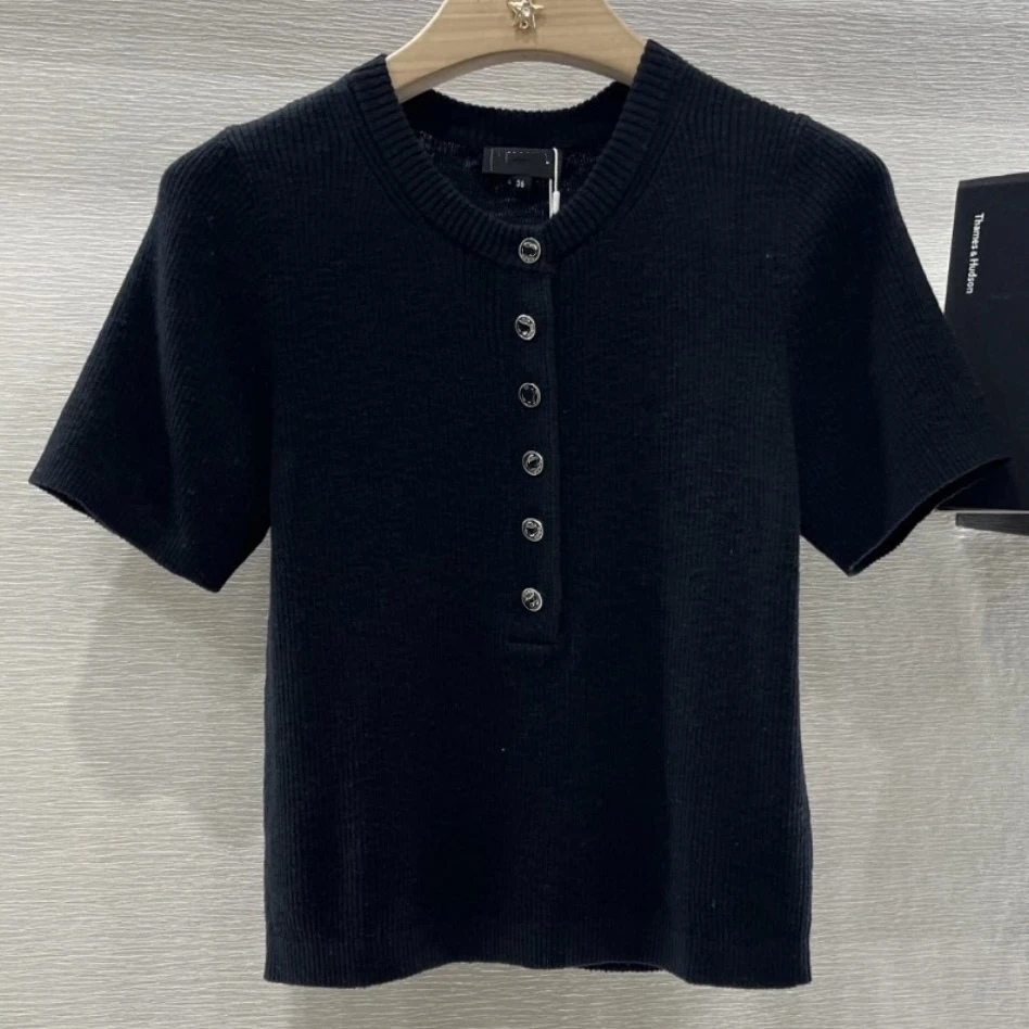 F043~~双半月~黑白色针织T恤