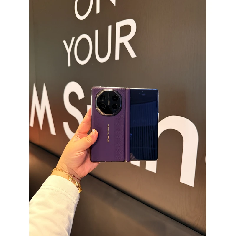 适用于华为Matex5/Matex6压纹双中轴包镜头折叠手机壳 透明边框