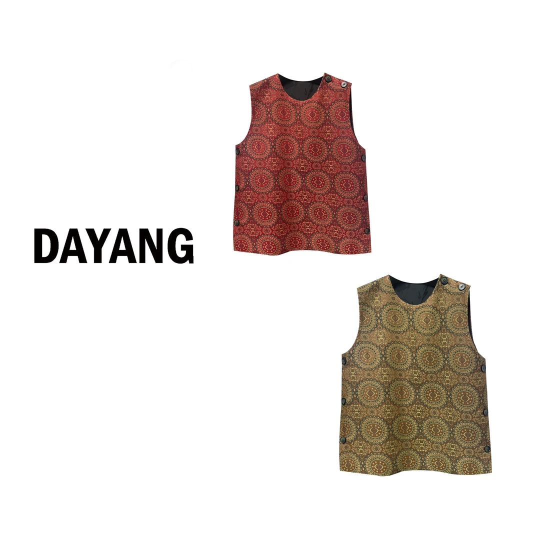 【DAYANG】宝相团团 复古红绿中式休闲感马甲