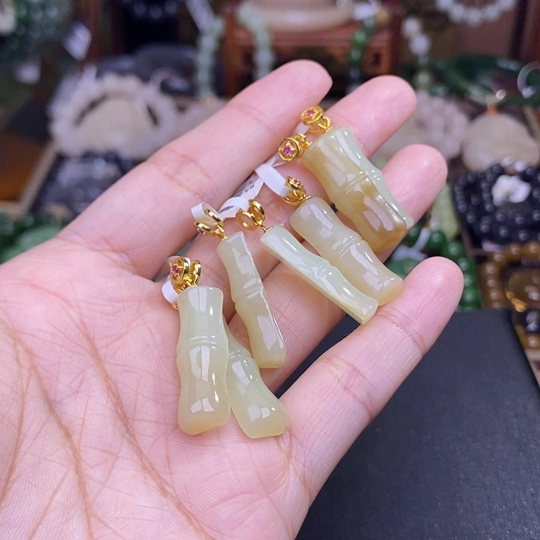 和田玉未镶嵌颈饰多样性发一 925.银竹节