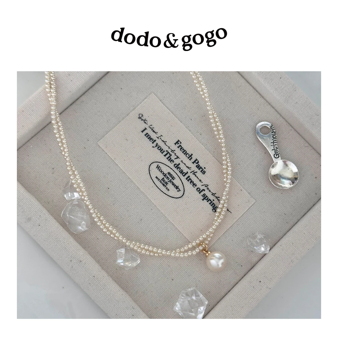 DODOGOGO 合金仿珍珠项链 缠绕简约珠珠项链百搭小众设计感锁骨链