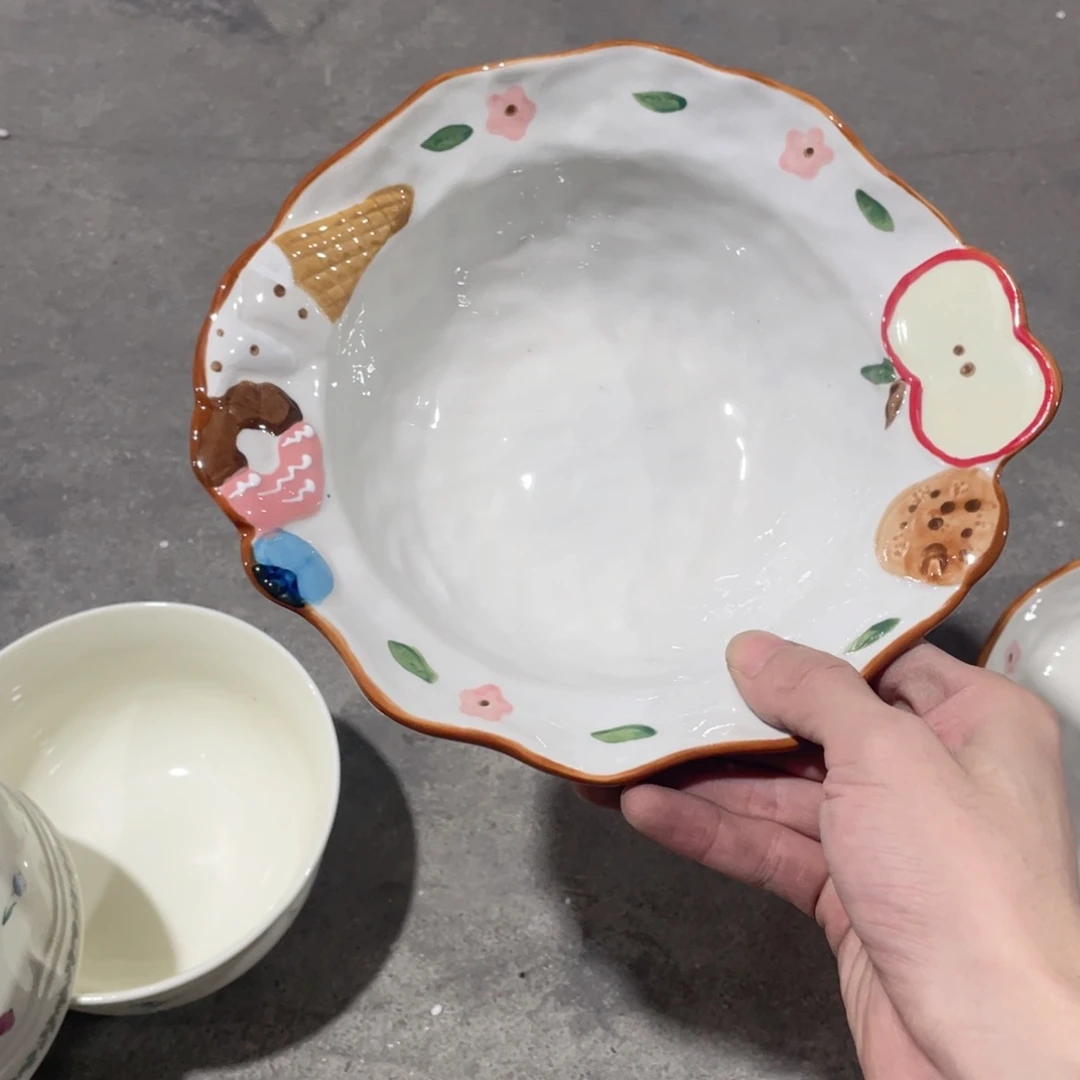 微瑕陶瓷餐具海派甜心面碗一个装8英寸