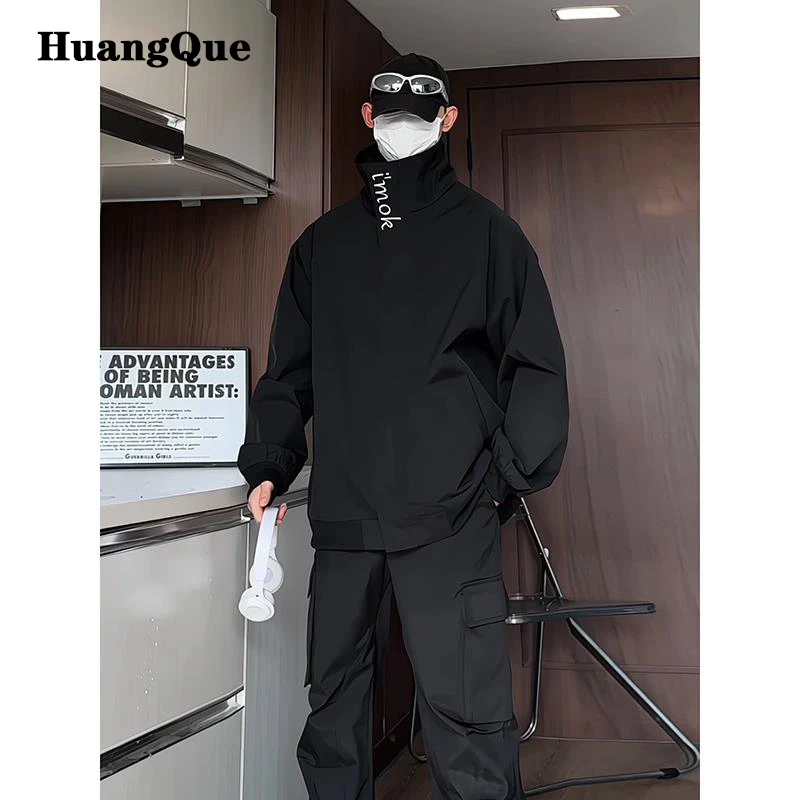 黑武士软壳冲锋衣男春季防水美式痞帅刺绣外套立领三防飞行员夹克