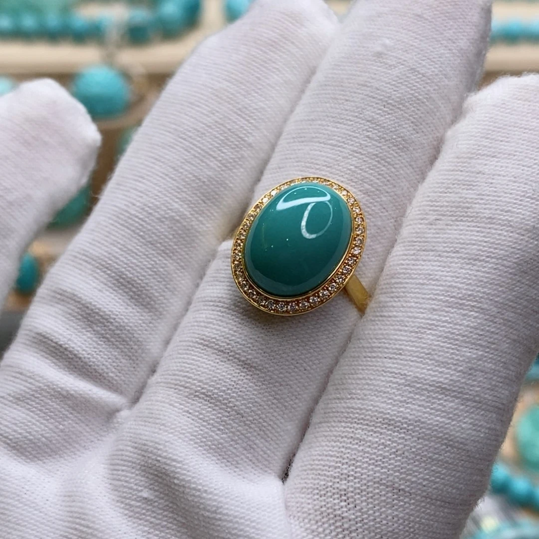 绿松石18K金镶嵌珠宝奇石