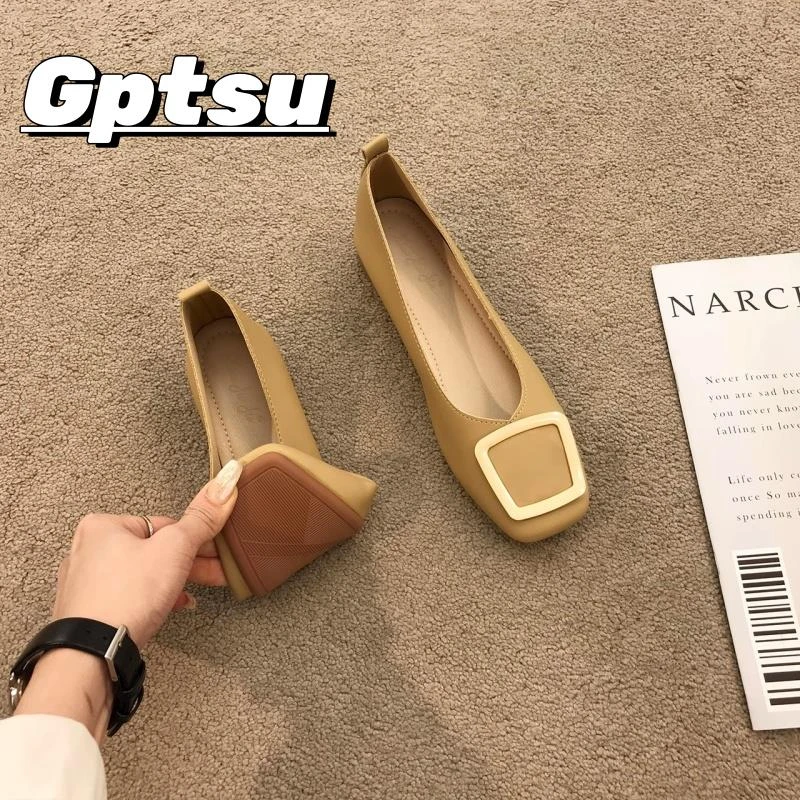 GPTSu软底小方头奶奶鞋女秋季软糯晚晚风仙女豆豆鞋日常百搭单鞋