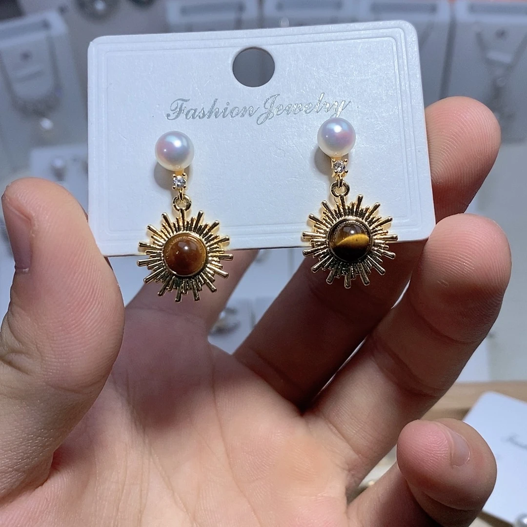 淡水珍珠耳坠银S925镶嵌