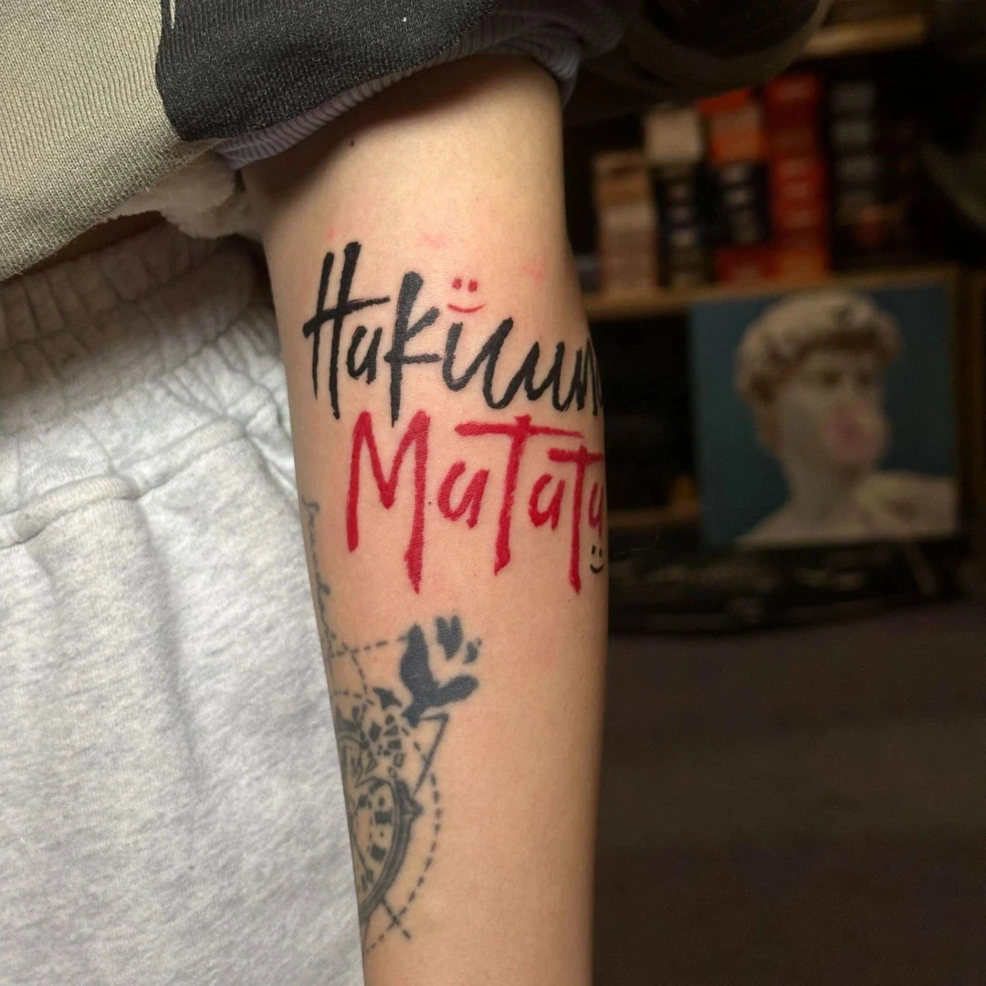 新款Hakuna Matata小雏菊 高级英文防水纹身贴持久不反光手臂贴纸