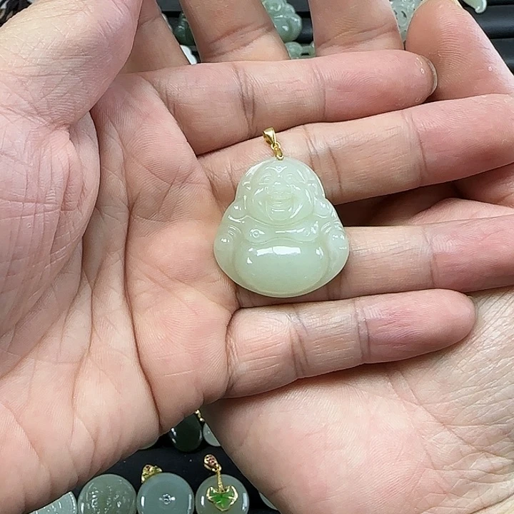 和田玉吊坠(不含链)银S925镶嵌