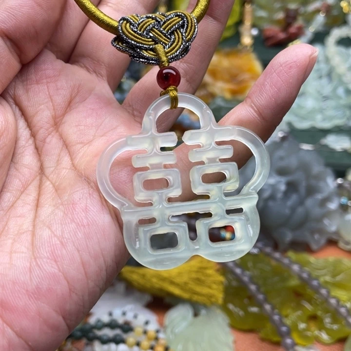 未镶嵌岫玉吊坠毛衣链锁骨链