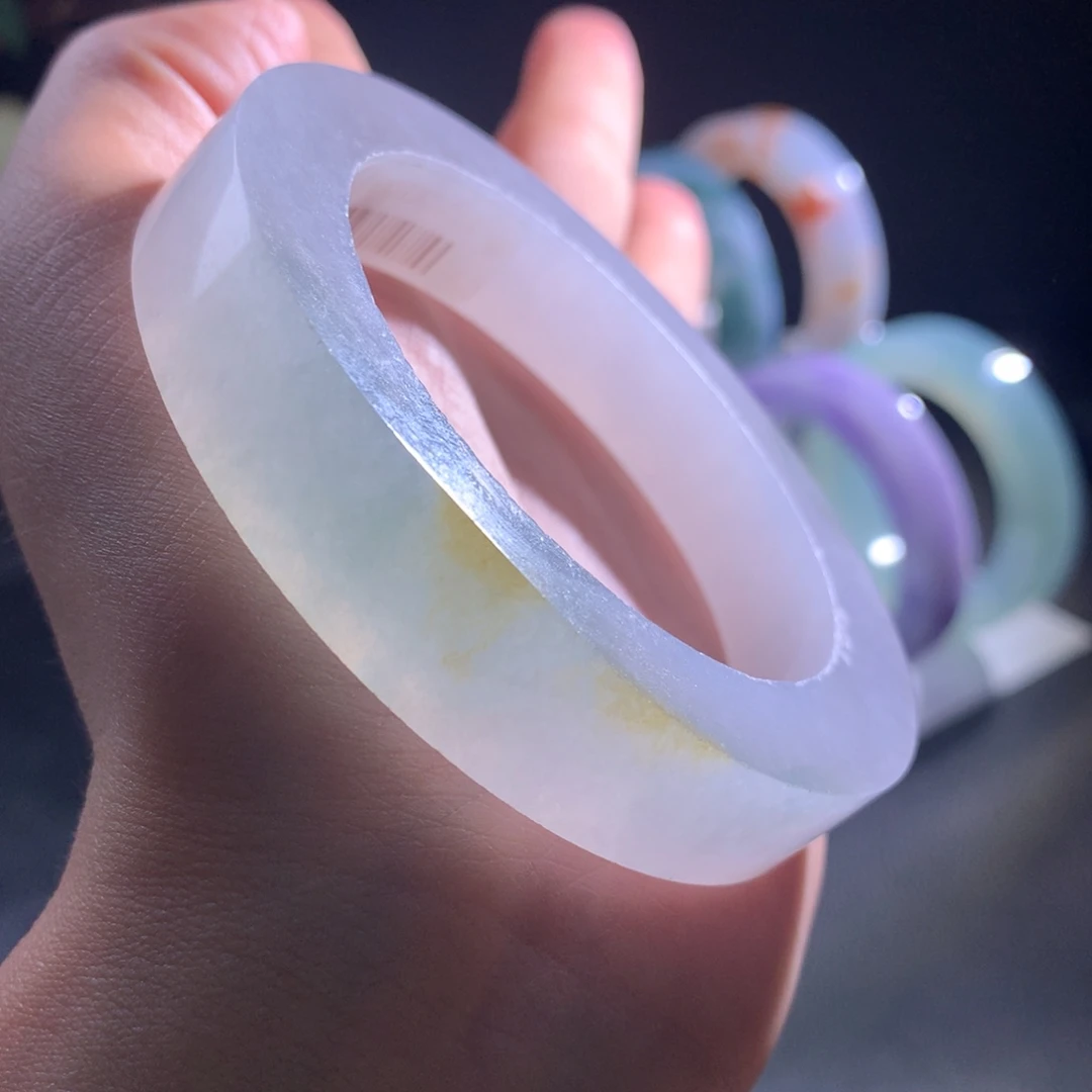 定制翡翠未镶嵌手镯冰川蓝54-59