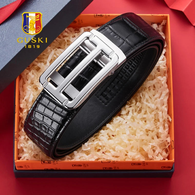 【生日礼物】古士旗真皮男款皮带鳄鱼纹腰带百搭实用生日爸爸男朋友