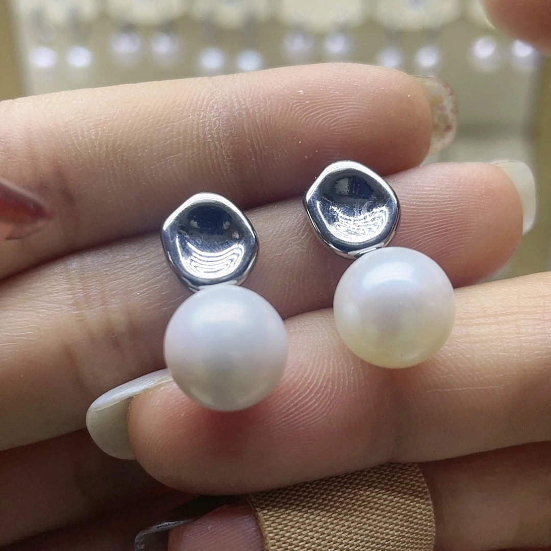 淡水珍珠耳饰银S925镶嵌
