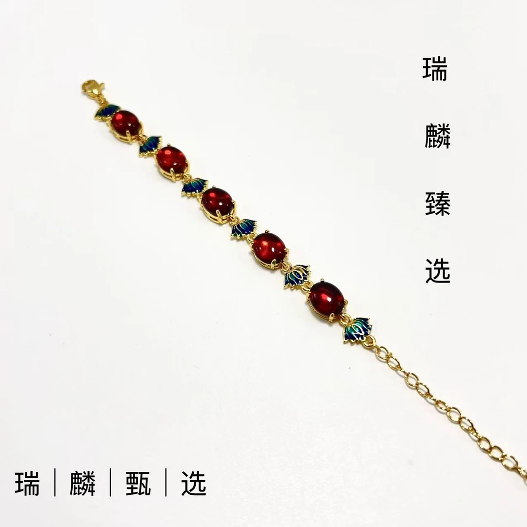 FL003可调节百搭血珀莲花手链