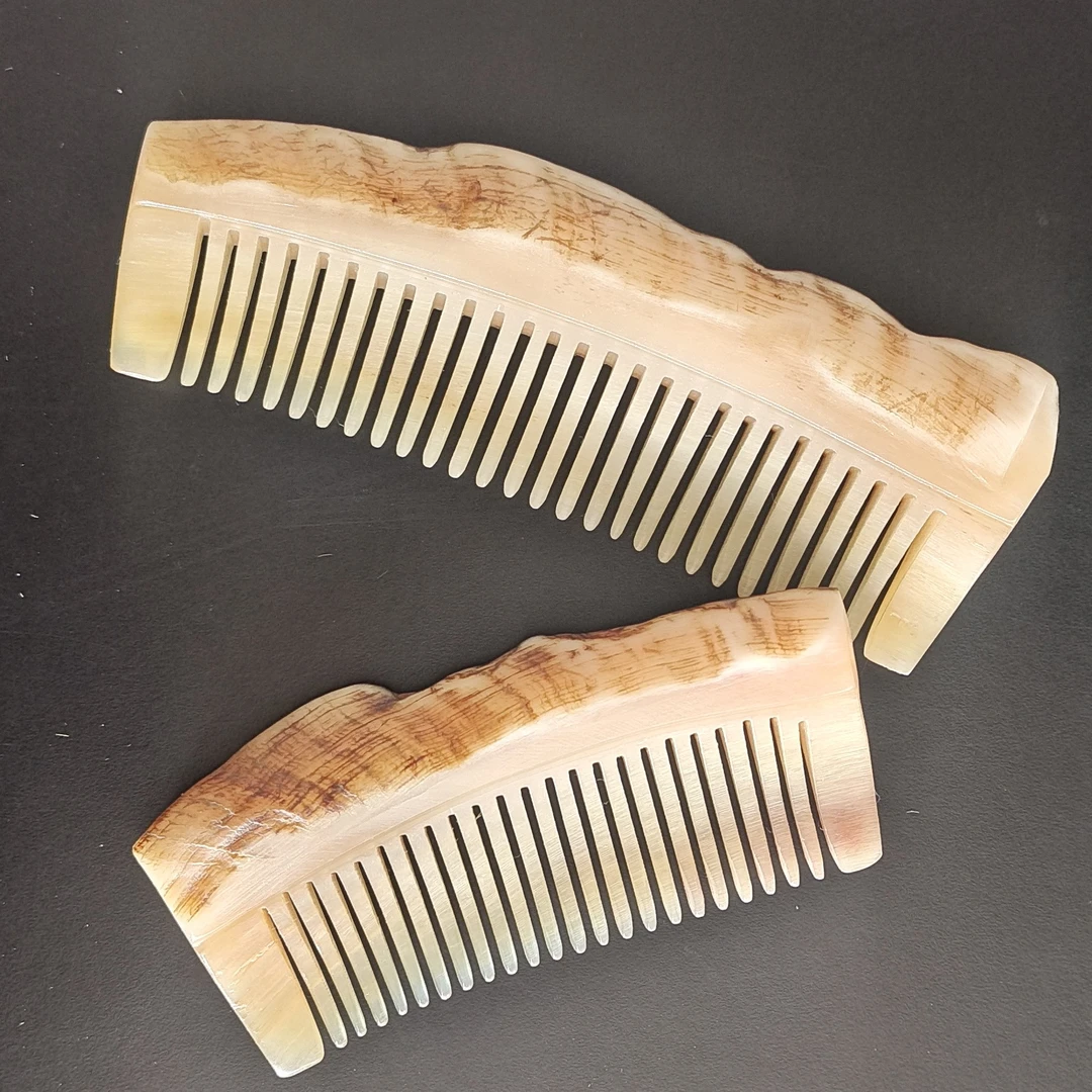 蒙元素  羊角带皮工艺全齿梳