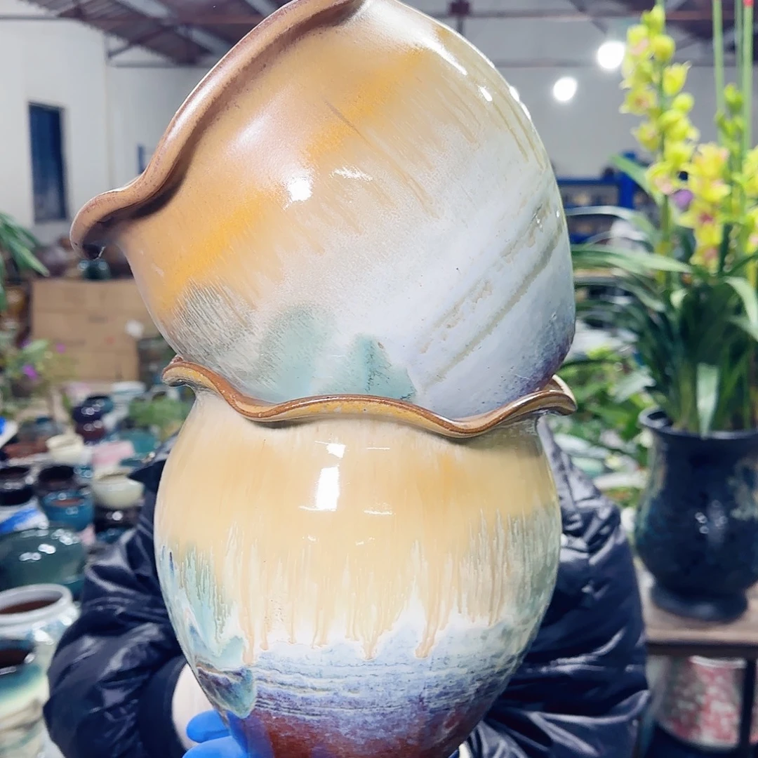 紫砂花盆高19口18