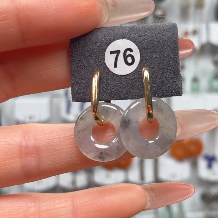 【闪购商品】翡翠耳饰银S925镀金镶嵌