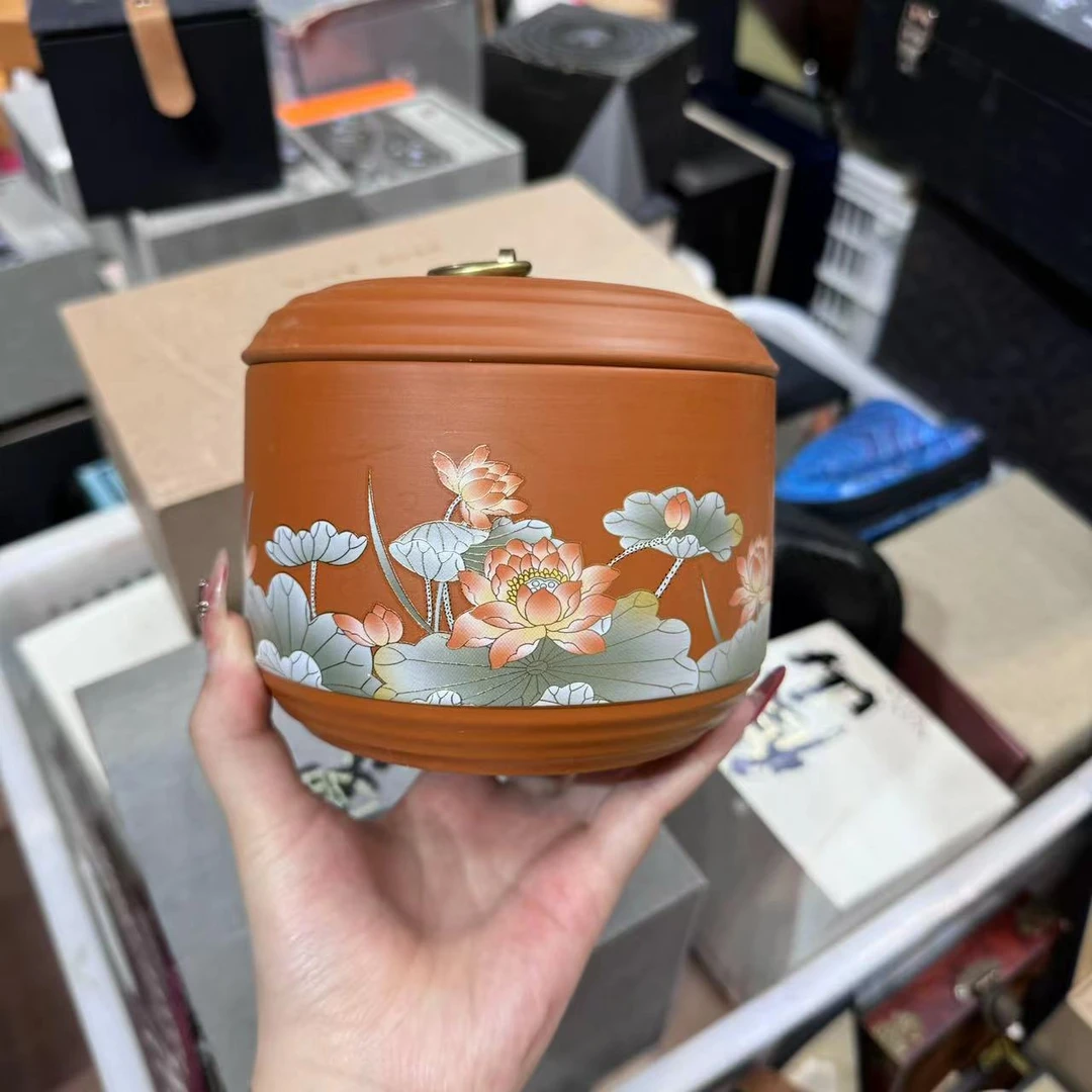 （胡子茶器）荷花紫砂茶叶罐 hycyghx