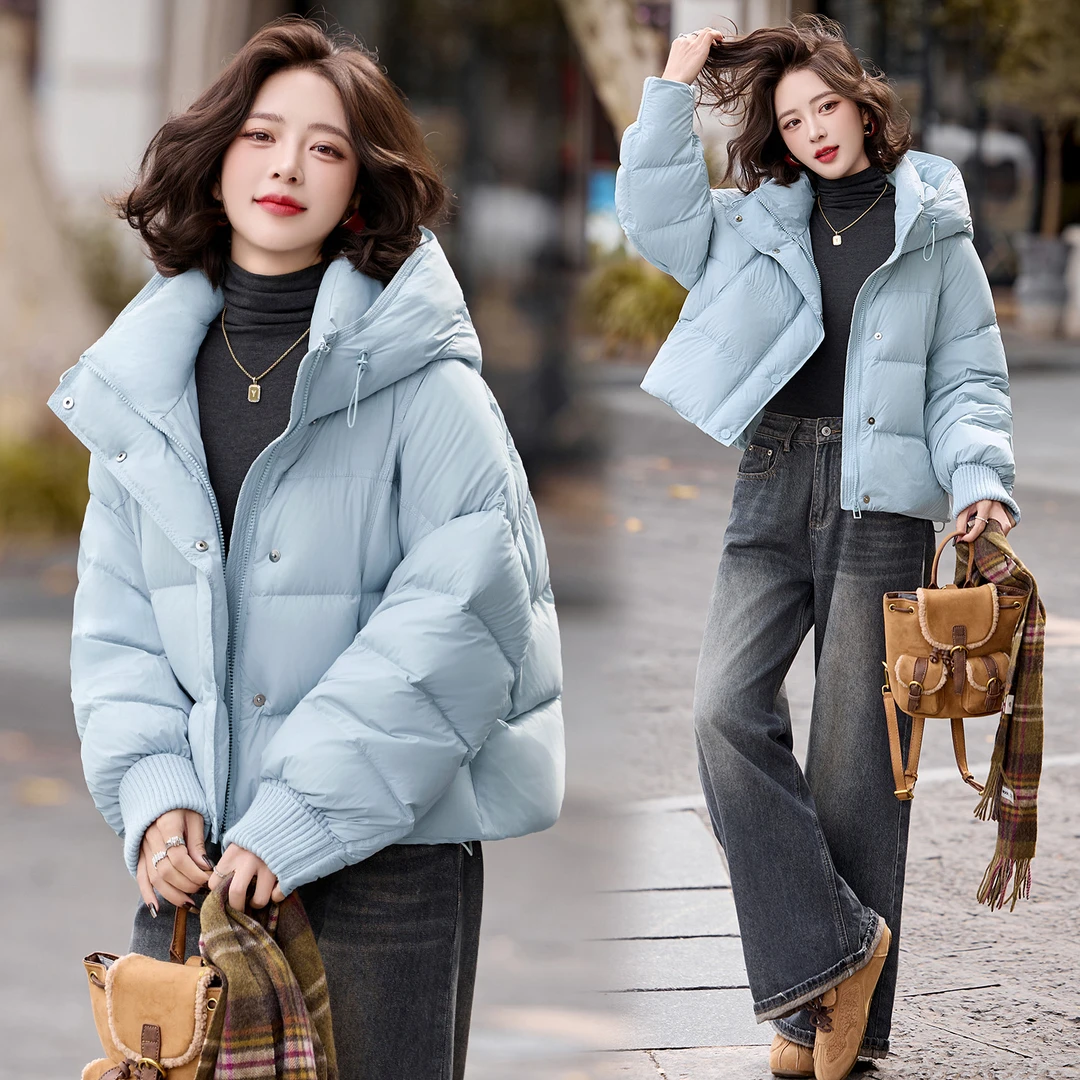 高级感时尚洋气加厚羽绒服女短款2025冬装新款小个子连帽保暖外套