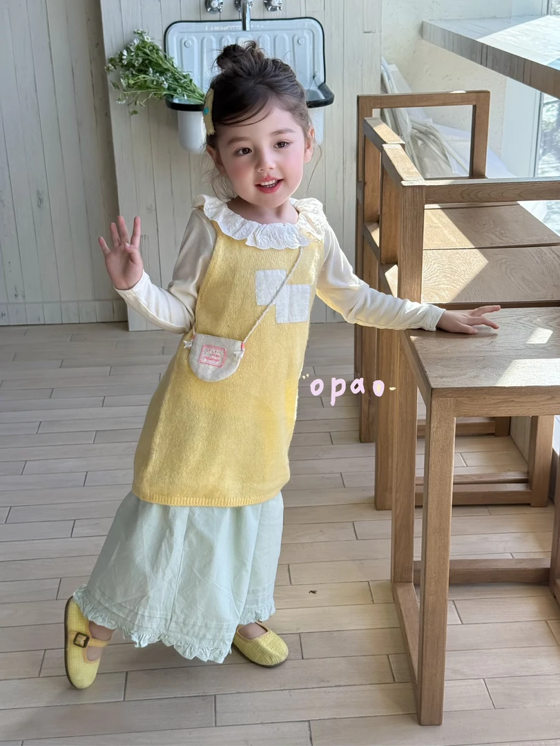 opao 801女童2025春款洋气针织无袖裙背心裙