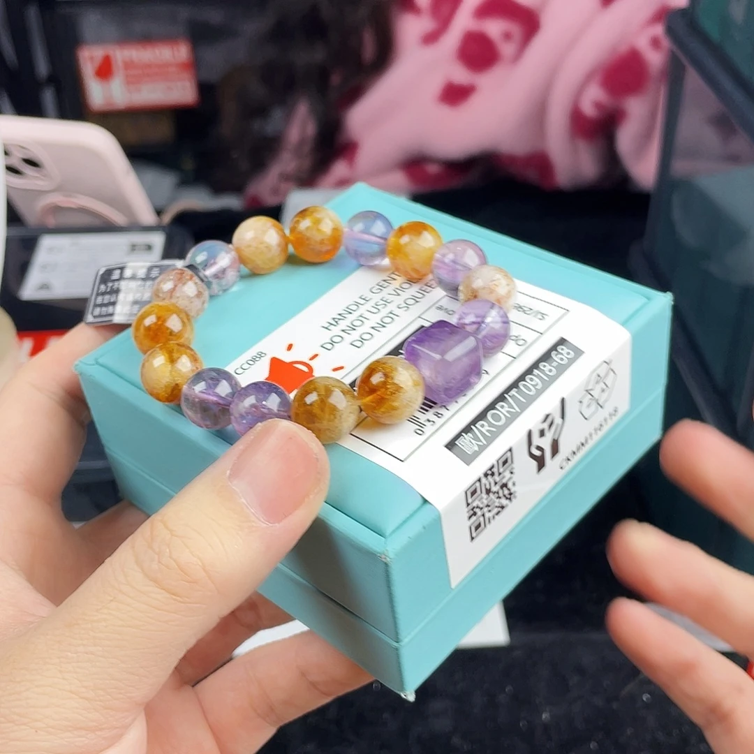 手串水晶银S925镀金镶嵌