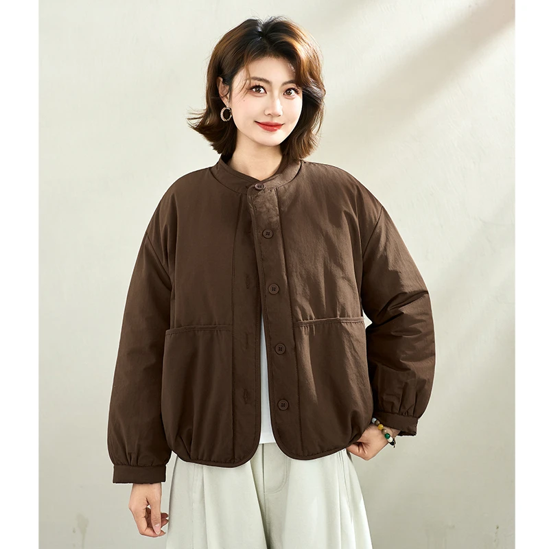 冬季女士夹棉棉衣休闲百搭立领棒球服棉袄女宽松轻薄款短款棉外套