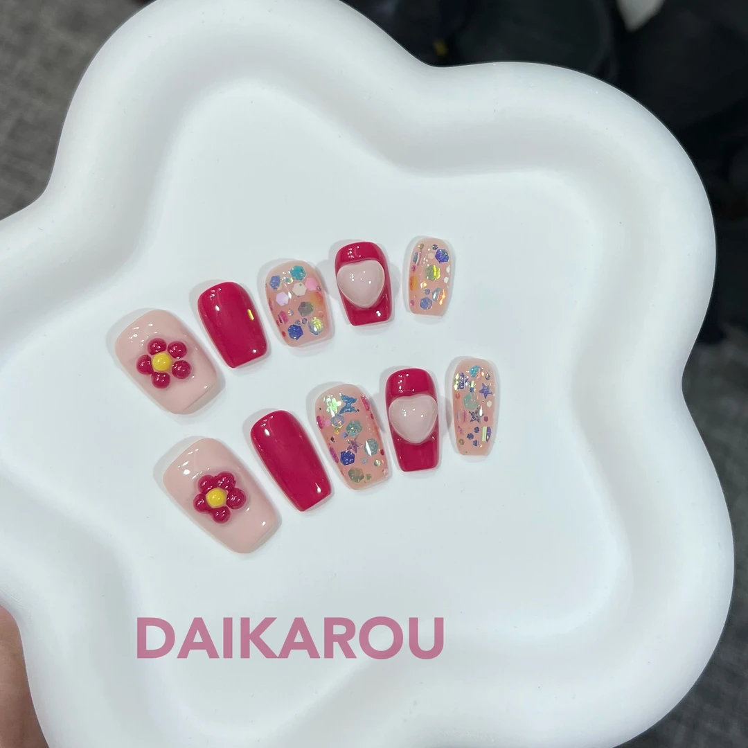 告白气球 黛卡柔  新甲型 此度 短椭圆 中椭圆手工穿戴甲10片