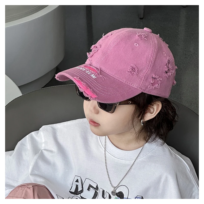 百搭宝宝棒球帽小童婴儿男款潮酷痞帅街舞破洞鸭舌帽帽子春秋款