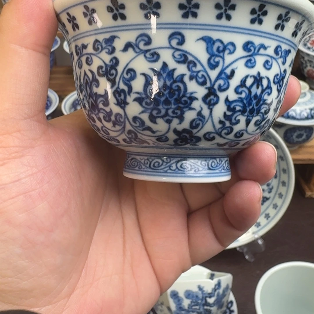 瓷片陶瓷纯手工手绘柴窑花心