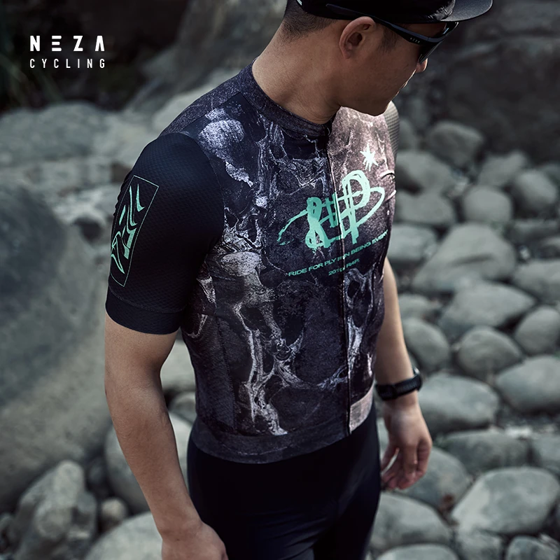 NEZA「鲲.青燐」男款凉感轻量零感速干短袖公路自行车骑行服