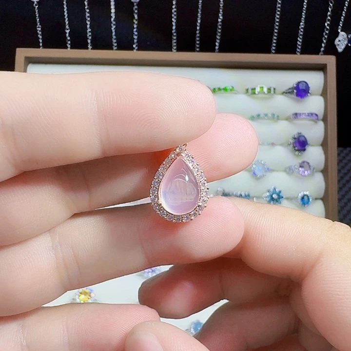 颈饰银S925镶嵌芙蓉石