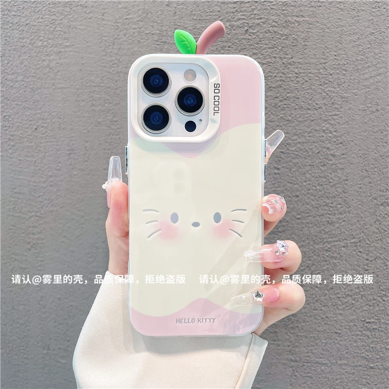 苹果小猫立体叶子公仔彩银适用苹果16/华为/OPPO/VIVO/小米手机壳