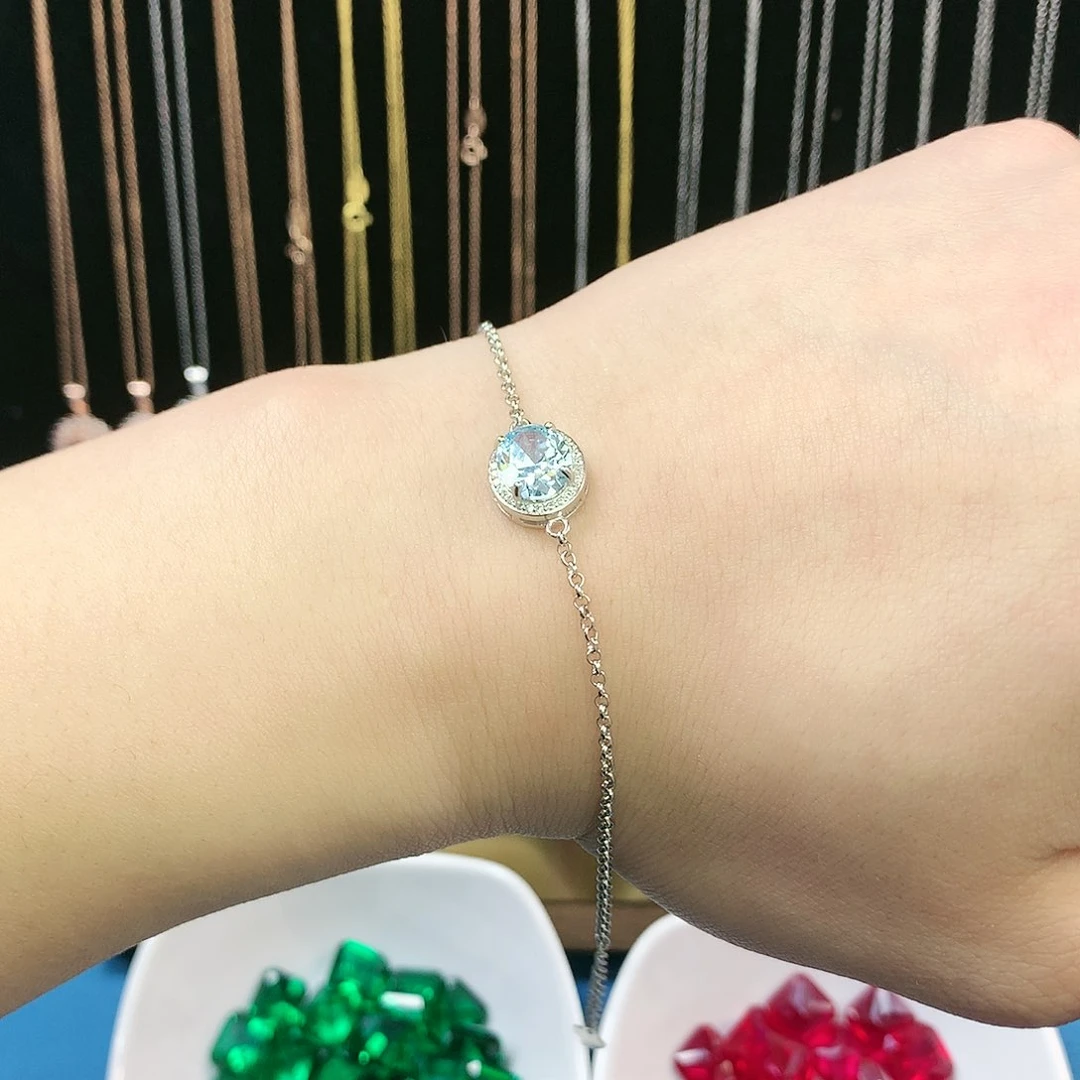 海蓝宝石手链银S925镶嵌