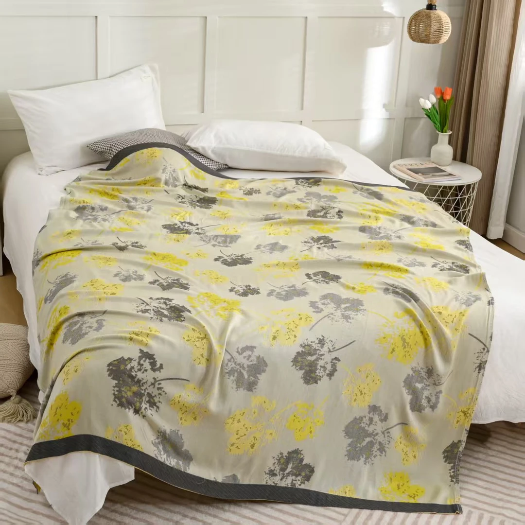 【暮山  黄】1.5X2米 夏款 竹纤维纱布盖毯