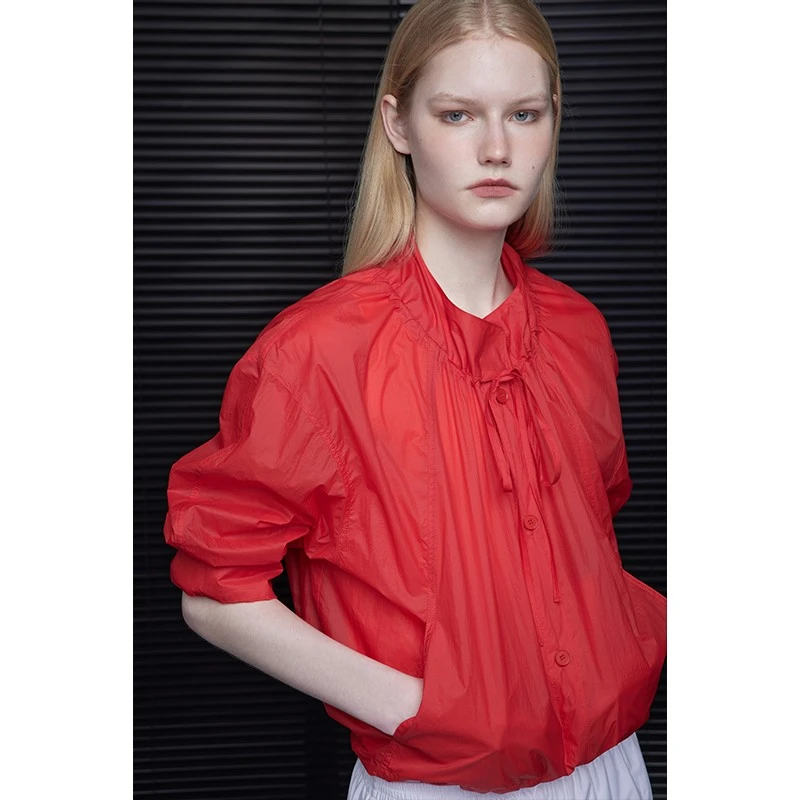 moment红色长袖防晒休闲外套女2025夏季新款爆款独特漂亮超火减龄