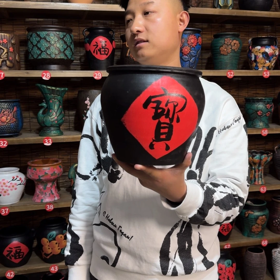 带孔高端浮雕花盆高度+口径20-20