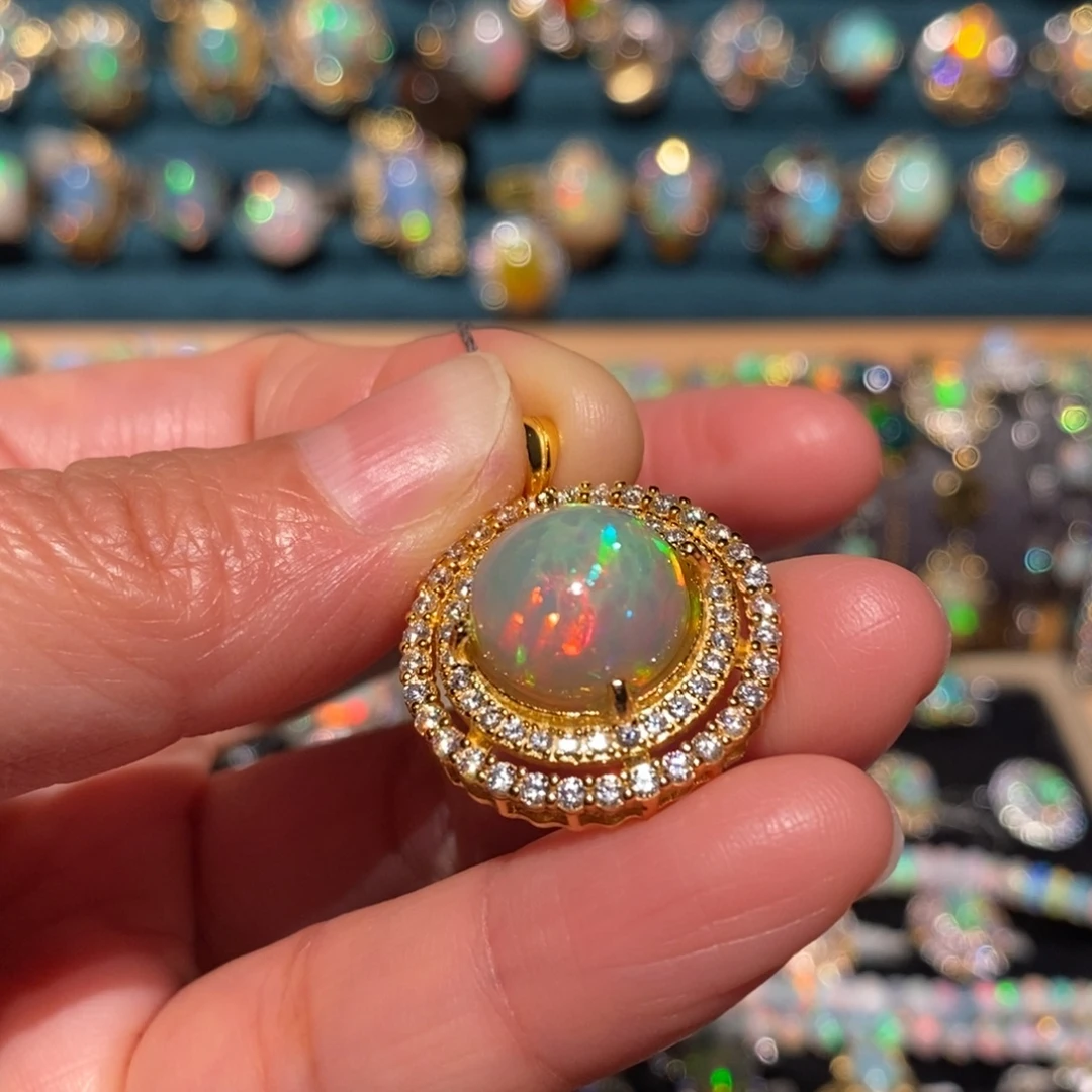 欧泊银S925镶嵌吊坠