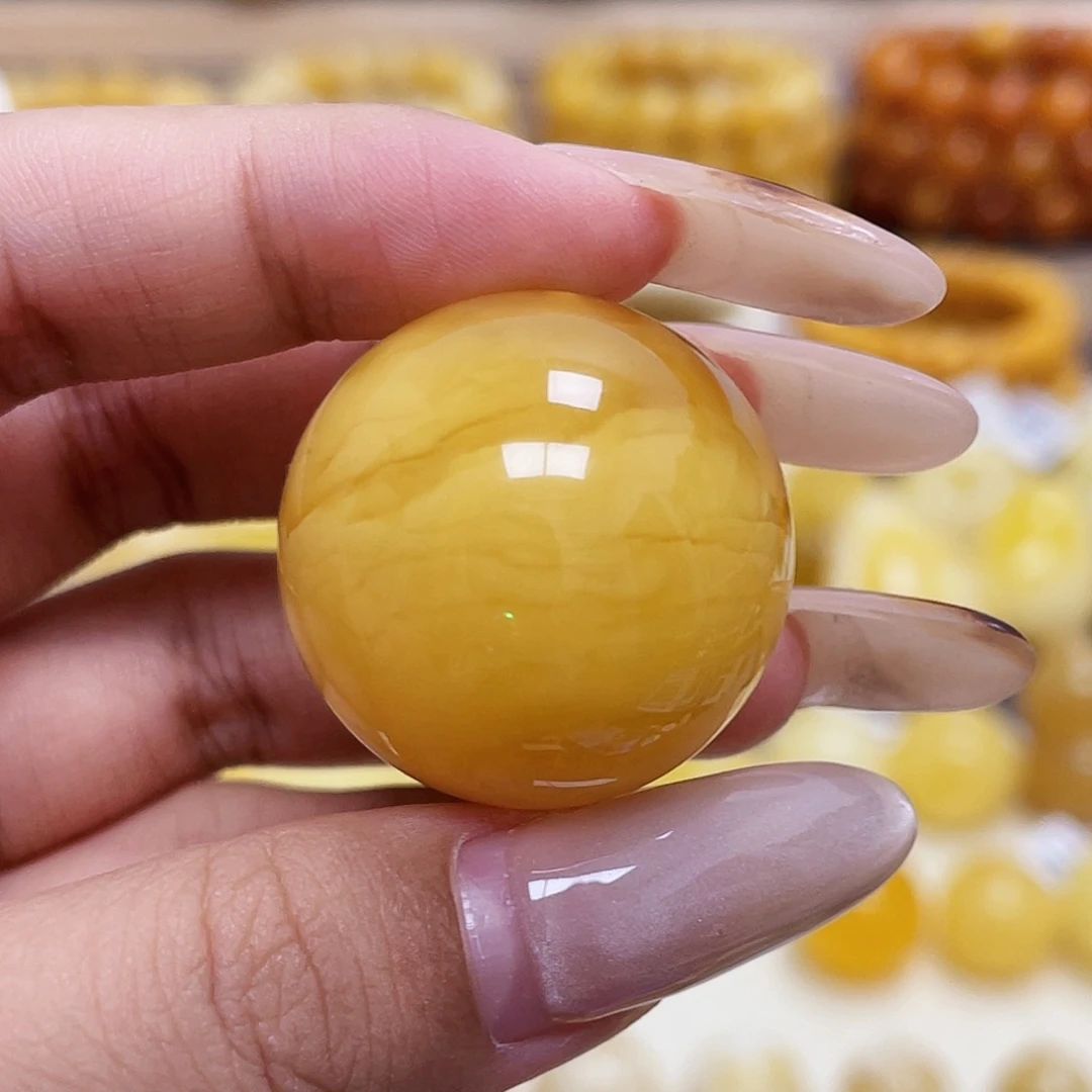 琥珀未镶嵌珠宝奇石27.2mm圆珠
