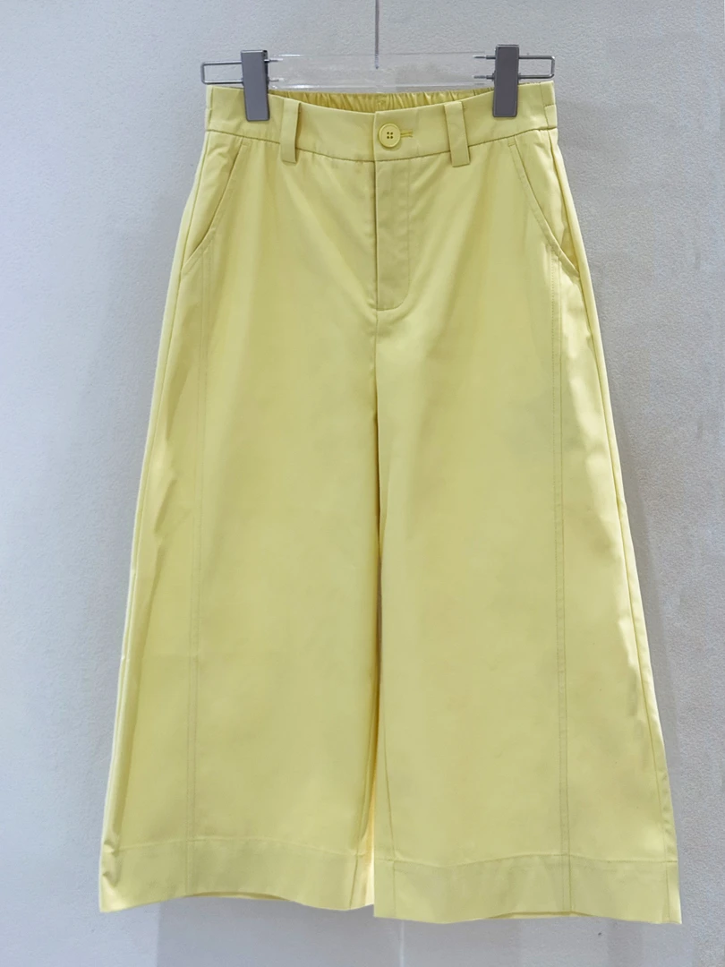 休闲裤阔腿裤纯色条纹7分裤松紧时尚夏季 K329729