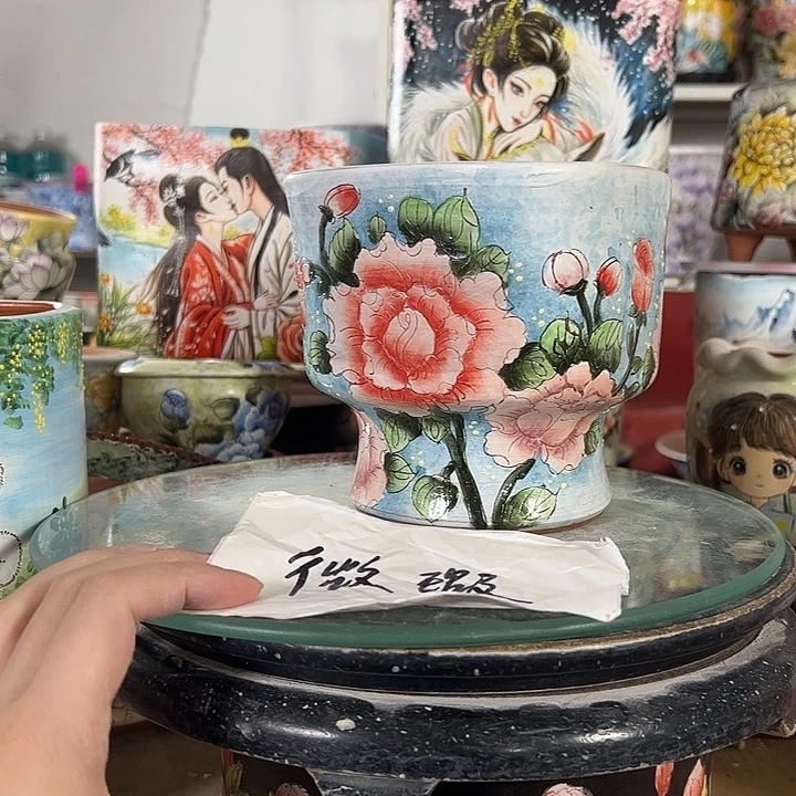 满38包邮 景德镇幸运花盆