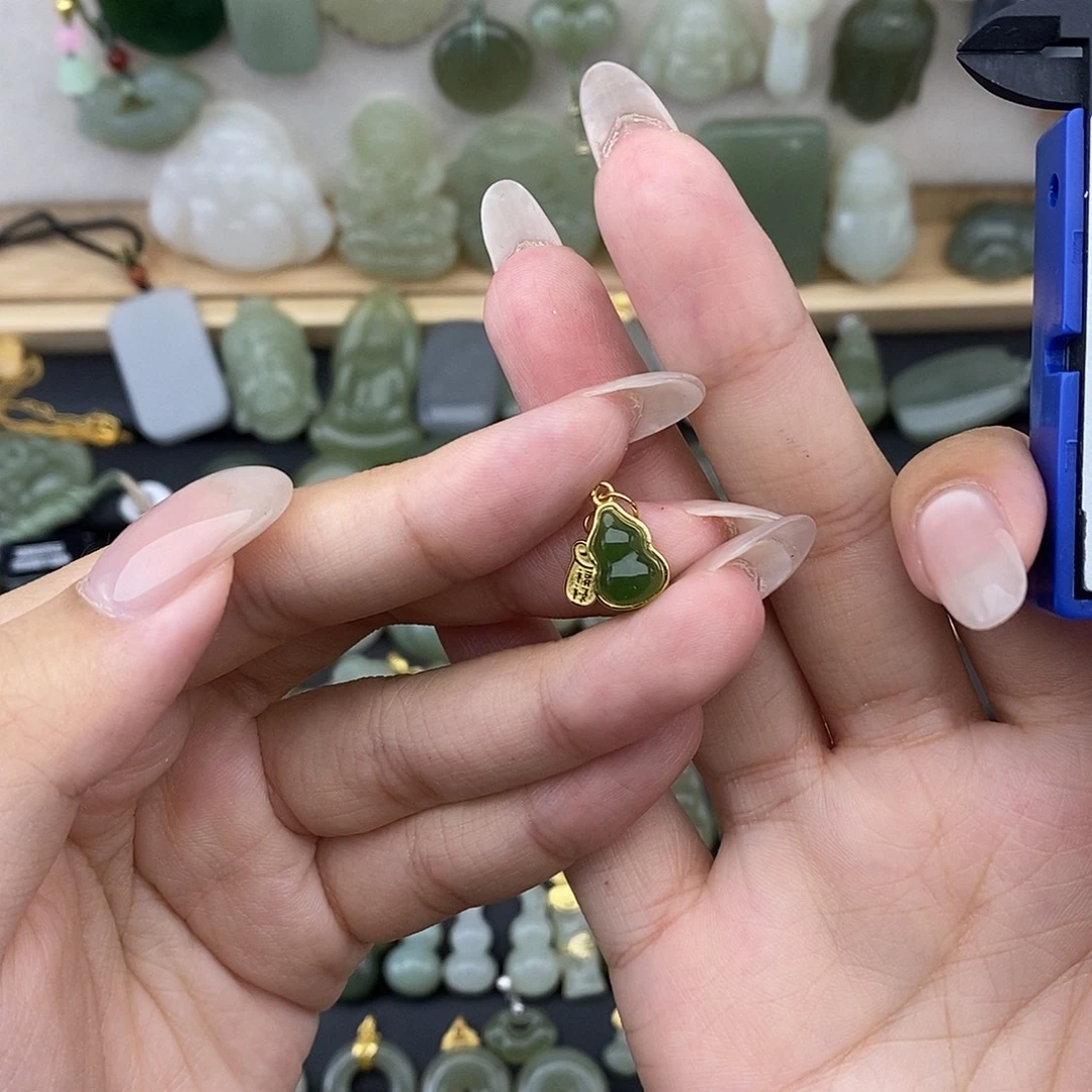 和田玉银S925镶嵌吊坠(不含链)