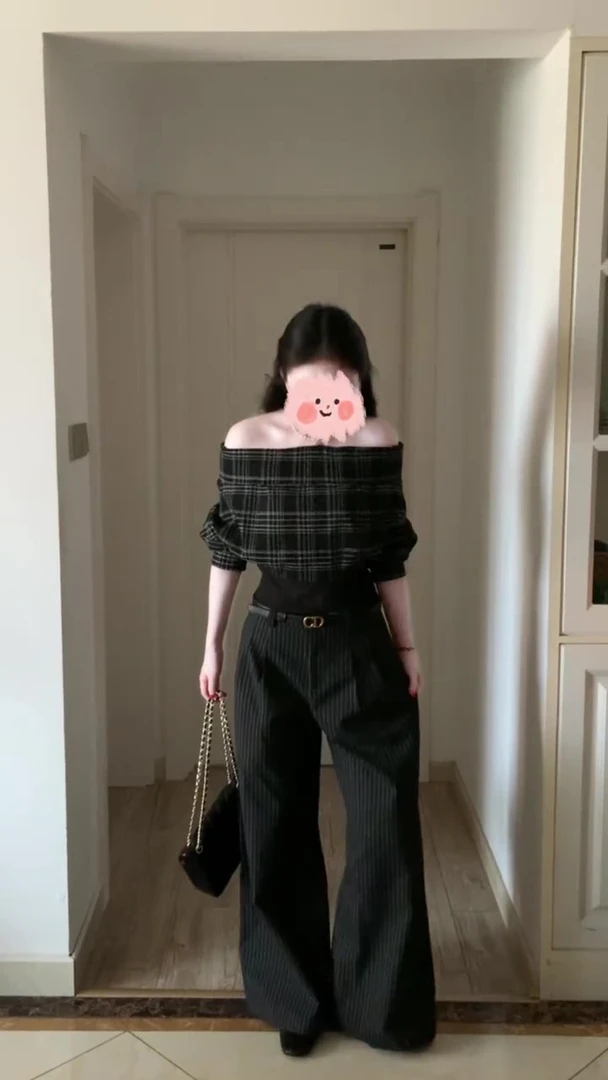 秋季时尚新款通勤穿搭套装女一字肩复古显瘦上衣休闲百搭裤子小众