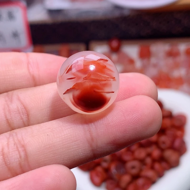 南红玛瑙未镶嵌南红飘花大单珠