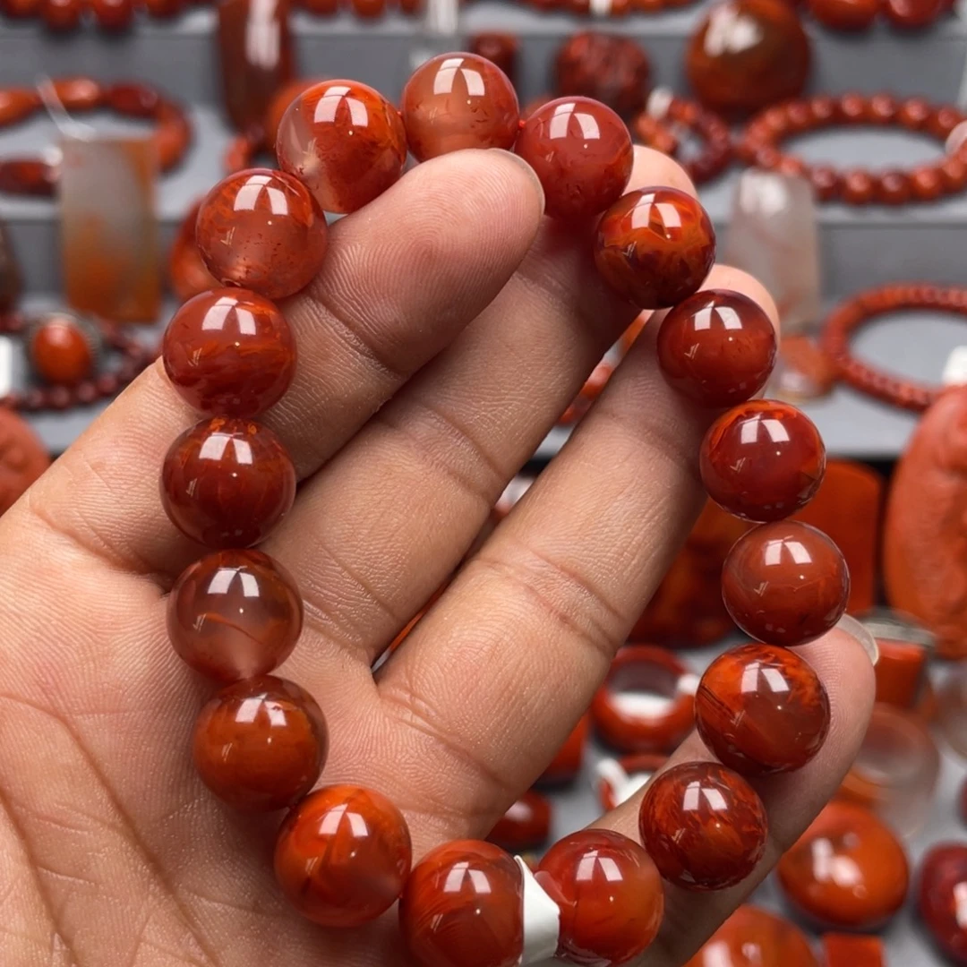 南红玛瑙未镶嵌珠宝奇石单圈12