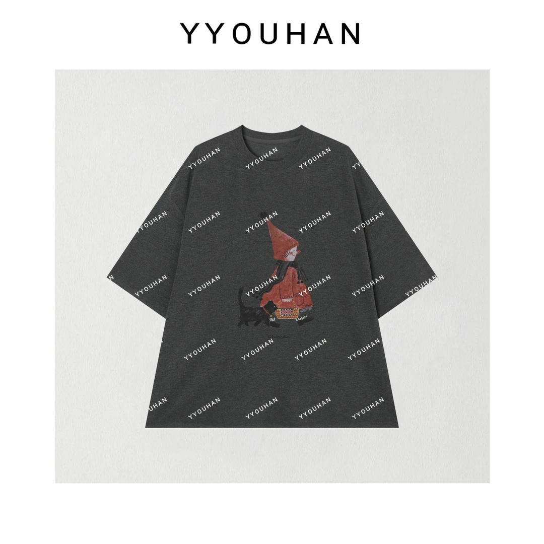 YYOUHAN 2025秋冬小众设计休闲百搭卡通小红帽中袖上衣 2412B6218
