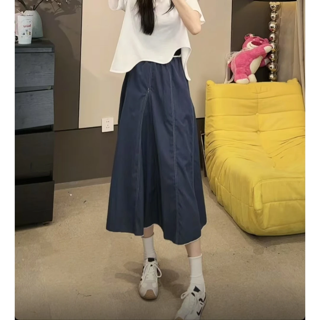 2025夏季新款高级感复古牛仔半身裙宽松休闲花苞裙女
