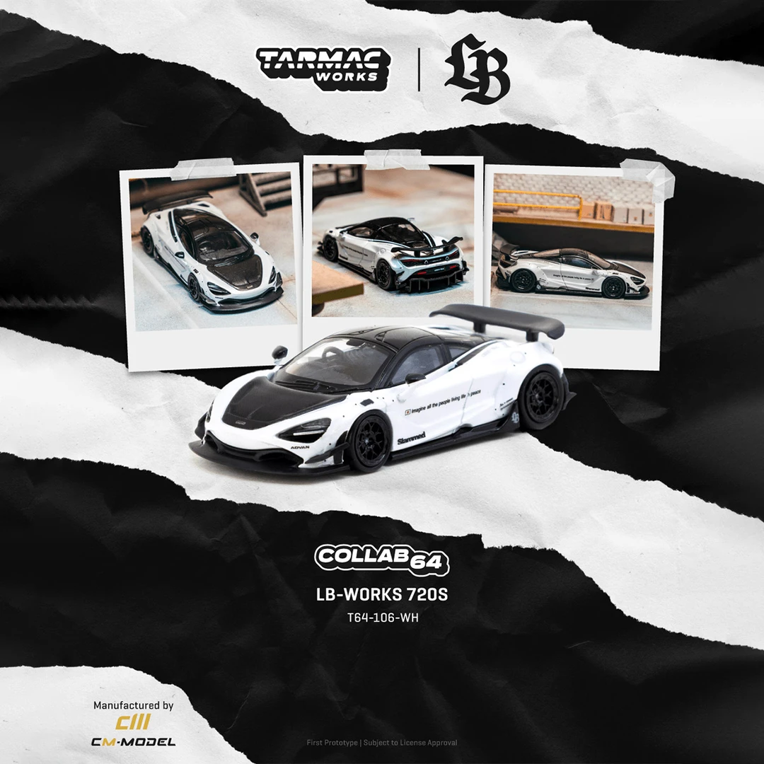 预售 TW 1:64 迈凯伦 720S LB宽体 White 白 合金汽车模型