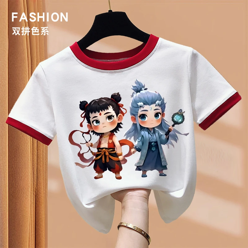 卡通动漫儿童服装短袖T恤男童女童上衣纯棉敖丙魔丸灵珠潮流新款